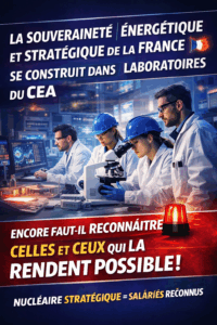 Lire la suite à propos de l’article &nbsp;La souveraineté énergétique et stratégique de la France se construit dans les laboratoires du CEA. Encore faut-il reconnaître celles et ceux qui la rendent possible !
